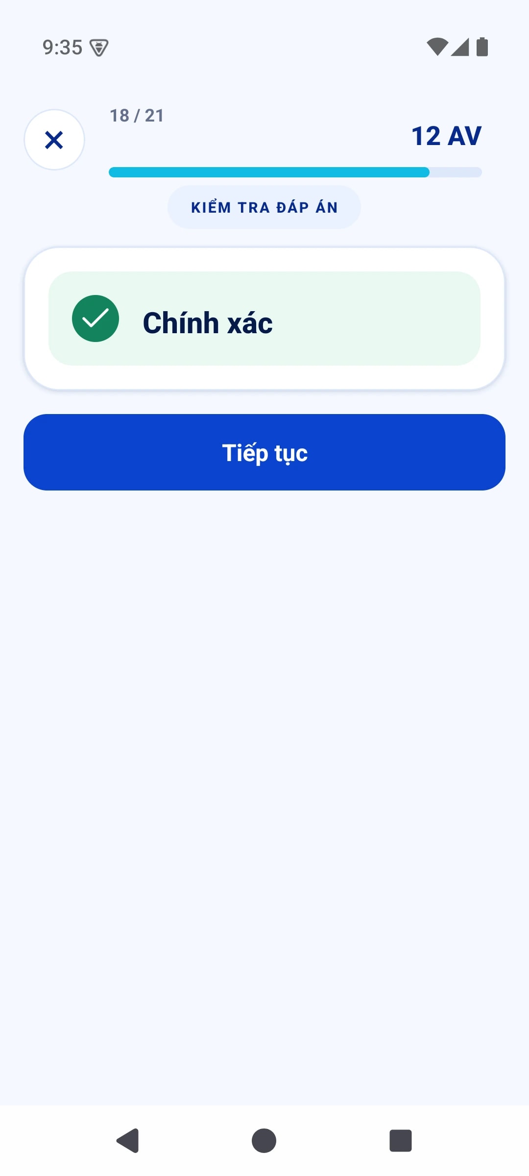 Phản hồi sau khi tự nhớ đúng