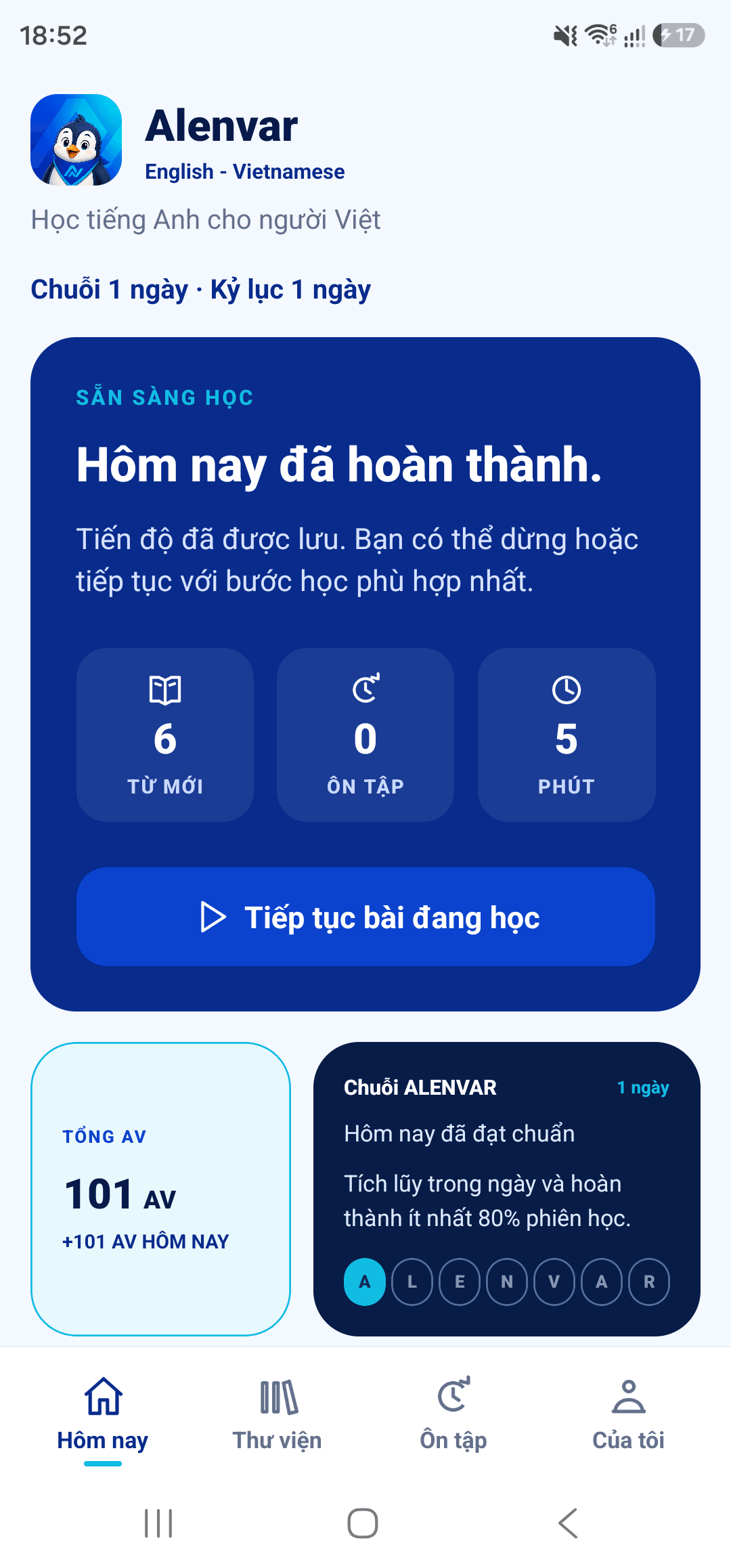 Alenvar Android — today and the current learning session