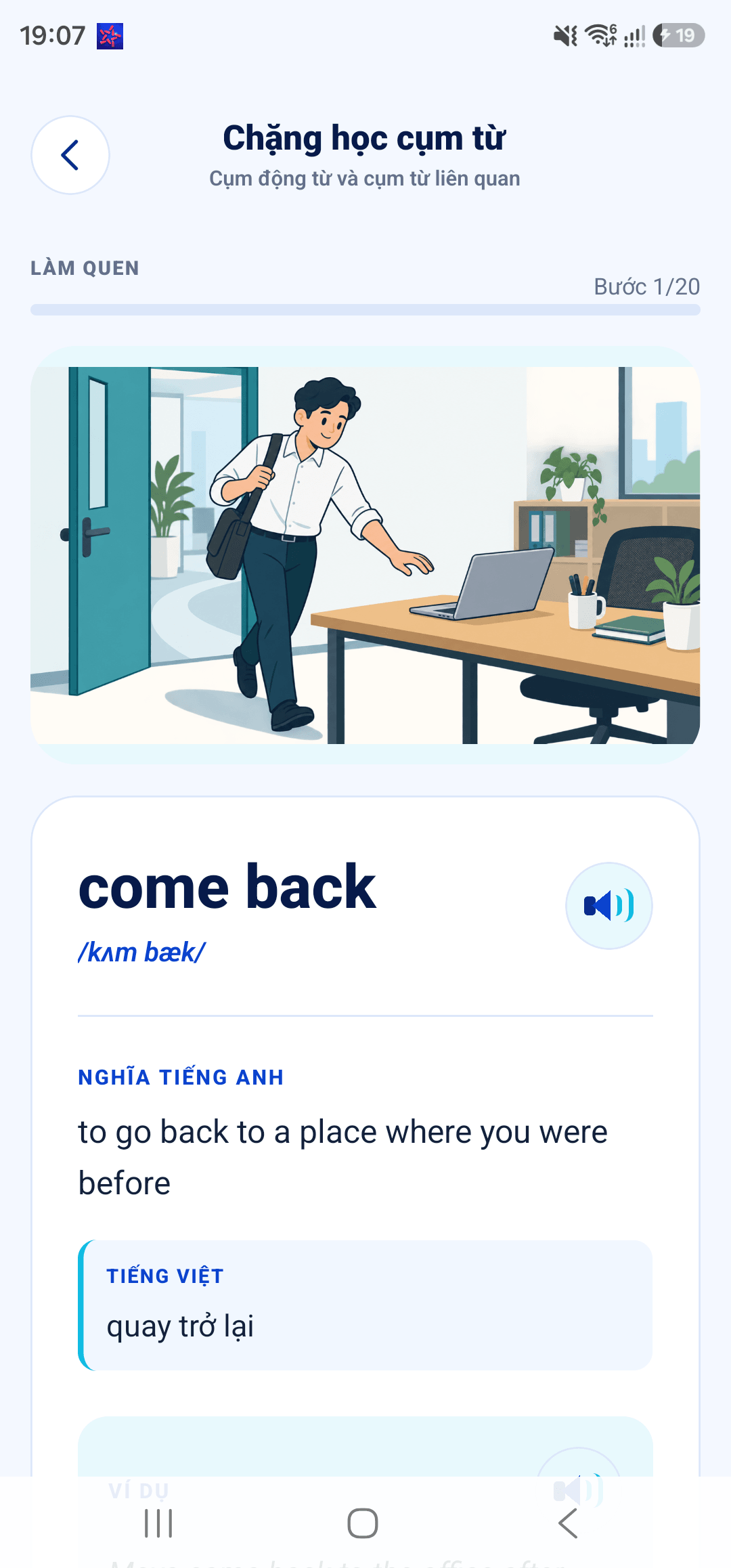 Làm quen come back qua hình và audio