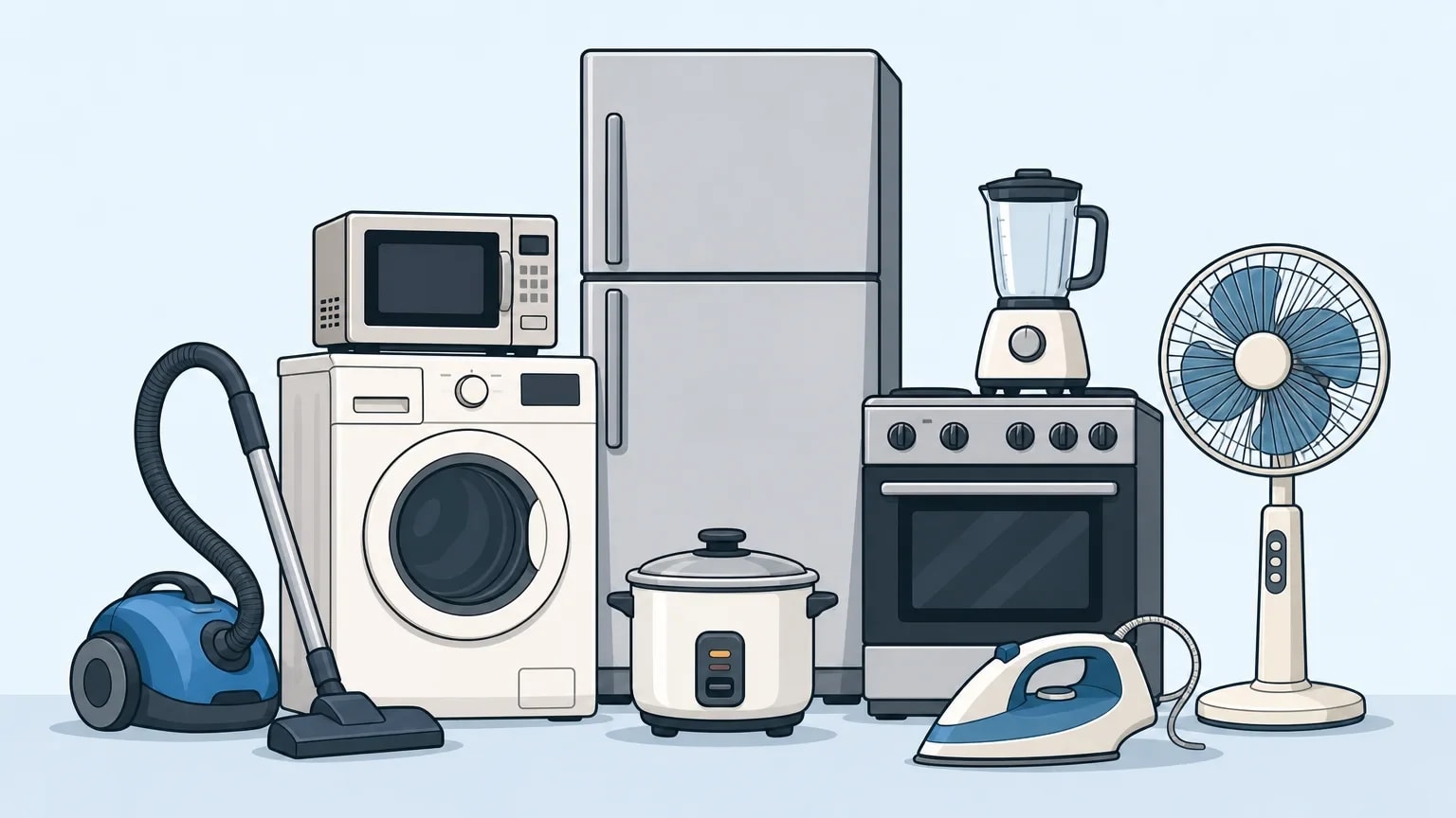 Hình minh họa từ nội dung thiết bị gia dụng, thiết bị điện và công nghệ trong nhà