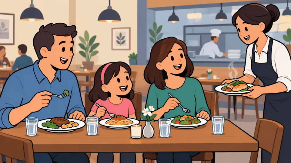 Minh họa eat out: ăn ở hàng quán