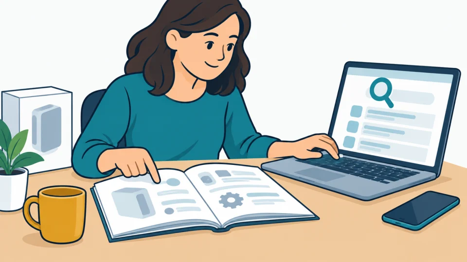 Illustration of look up: find information in a reference source
