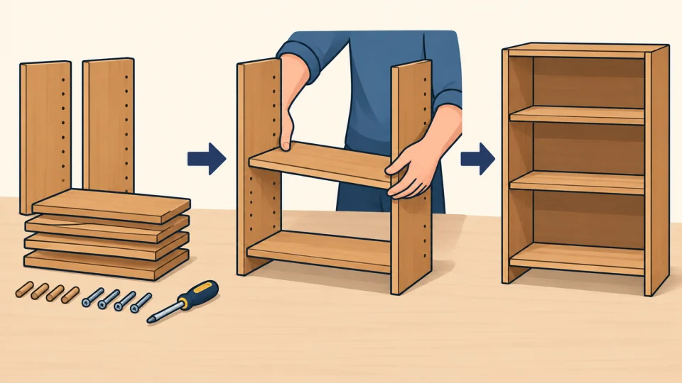 Illustration of put together: assemble something from its parts